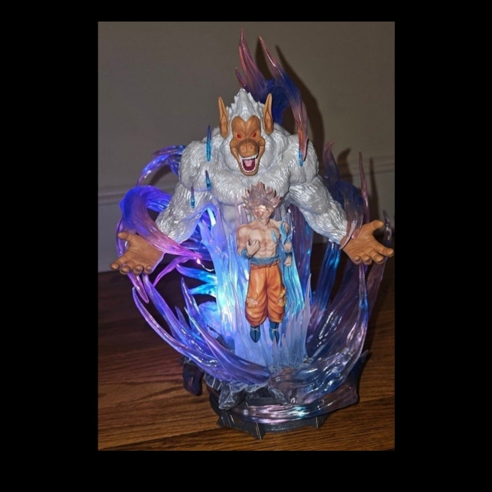 Dragon Ball Saiyan Son Goku Ultra Instinct Figure Statue GK LED Model Toy Gift